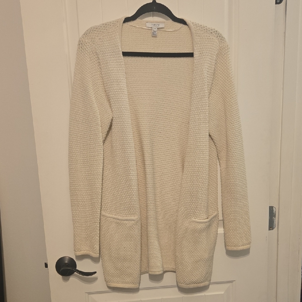 Elegant Cream Open-Front Cardigan
